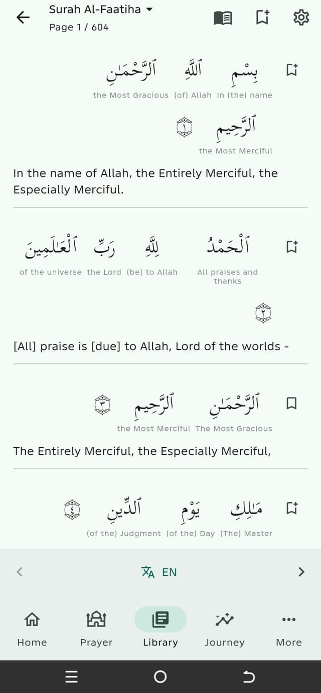 Tahwil Quran — word-by-word translation with tajweed coloring